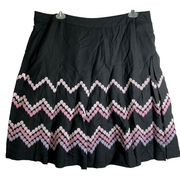 NEW Dressbarn Black+Pink Embroidered Linen Blend A-Line Skirt - Plus Size 20W - Picture 1 of 12